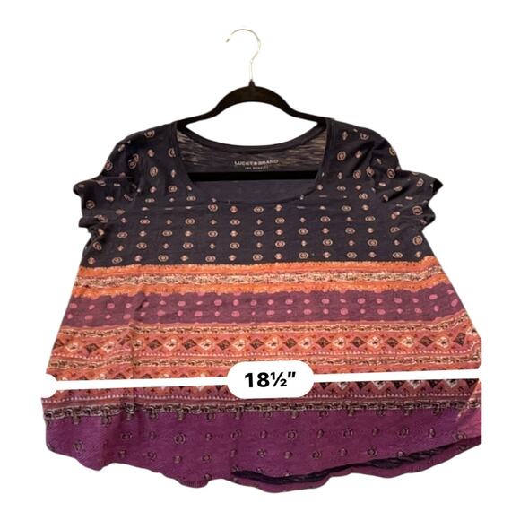 Lucky Brand Boho Print Scoop Neck Short Sleeve Top Size Medium - Picture 3 of 8